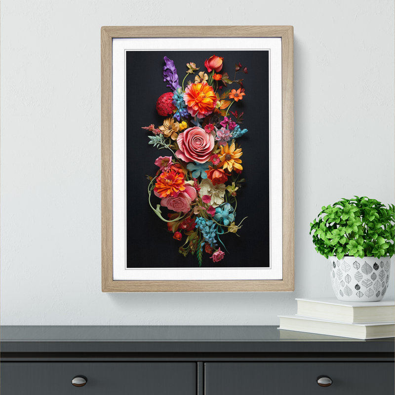 Floral Conceptual - Single Picture Frame Print on Wood, Oak, 34cm H x 25cm W x 2cm D