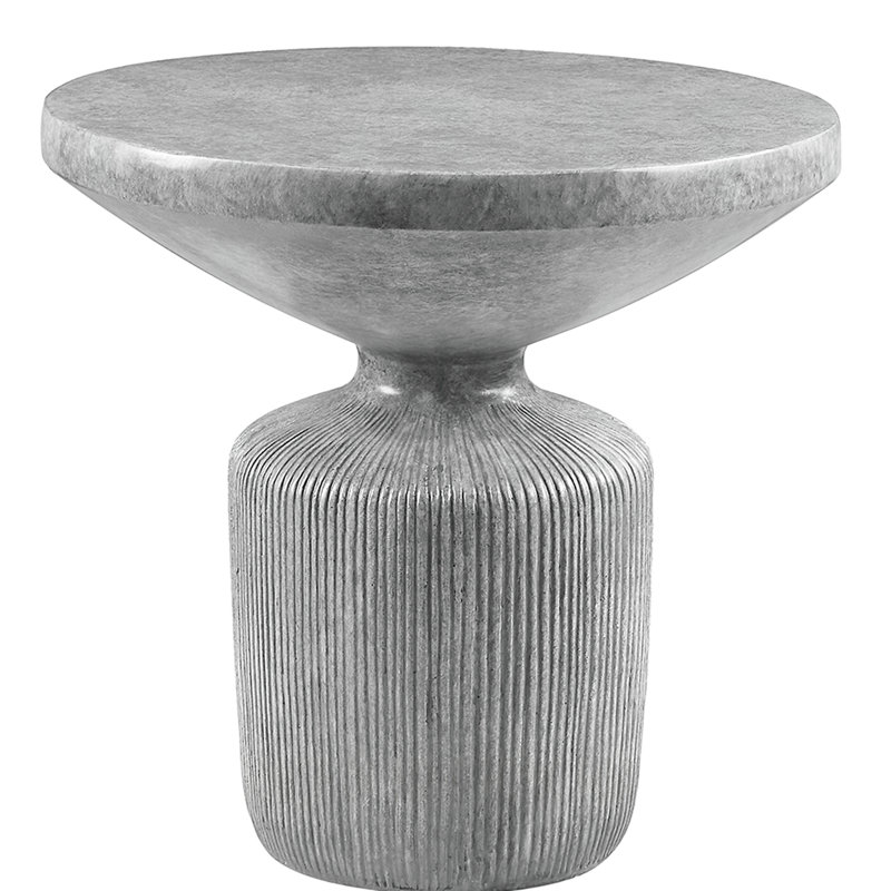 Table de bout grise en ciment avec piédestal pour décoration extérieure, base 20,93 po