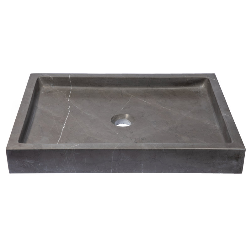 Eden Bath 16'' Marble Rectangular Bathroom Sink, Black