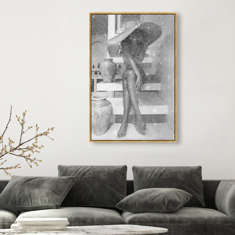 Andrea II Gray Canvas People Print by Oliver Gal, Black Frame, 10 x 15, 16"H x 11"W, Canvas