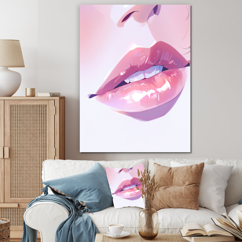 «Pink Pastel Pout Lips I», reproduction sur toile, Toile tendue, H 20 po x l 12 po x P 1 po