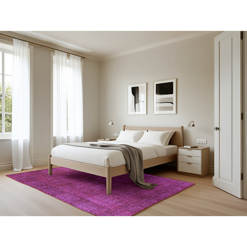 Tapis mauve Mid-Century 1037, Rectangle 5 pi x 7 pi