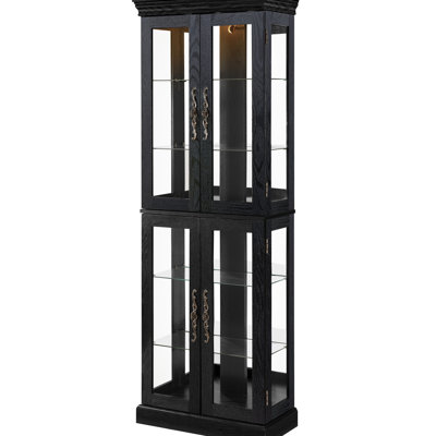 Lighted Elegant Cabinet With Six - Tier Space And Adjustable Shelves For Home Decor In Living Room Kitchen Or Pantry Ideal Showing Collectibles Black Displaying