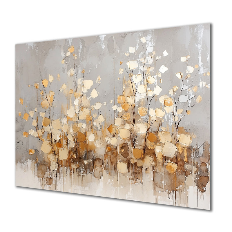 Minimal Golden Trees Horizon - décoration murale en métal, impression traditionnelle en métal, H 12 po x l 20 po x P 0,84 po