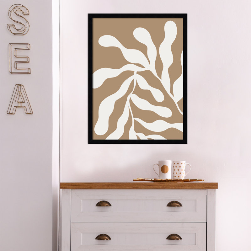 Retro Matisse Inspired Abstract Botanical 1 Beige by The Creative Bunch Studio, Black, 25" H x 19" W x 1" D
