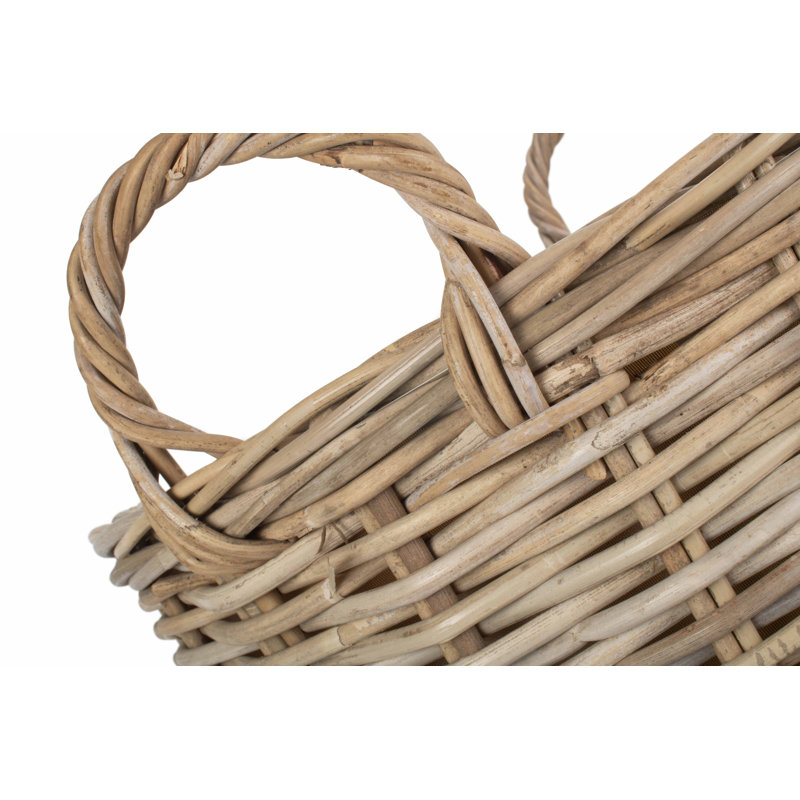 Wicker Rattan Lined Log Basket, 53 x 48 x 48