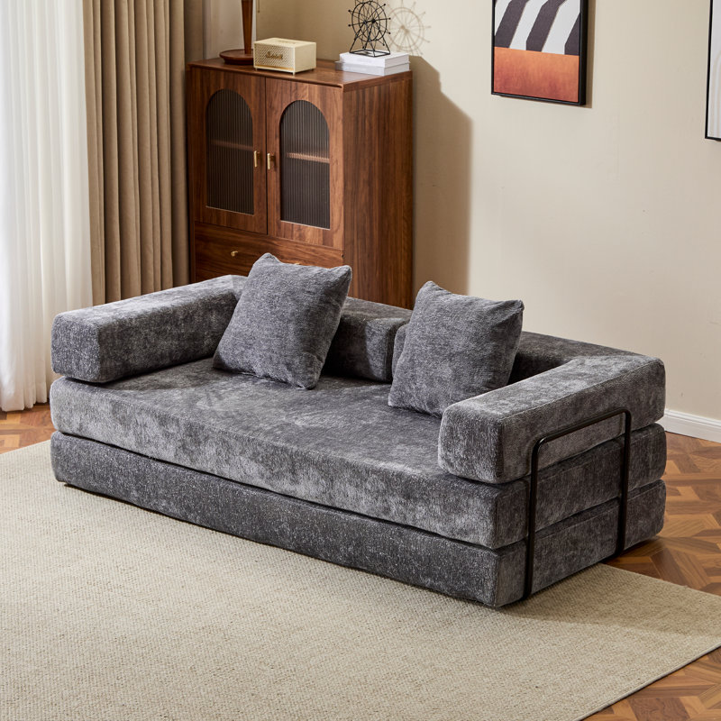 Canapé-lit Bonress, Chenille grise foncée