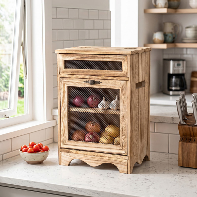 Armoire à légumes en bois, support de rangement pour pommes de terre et oignons, organisateur de comptoir de cuisine