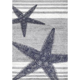 Thomas Paul Starfish and Striped Gray Rug