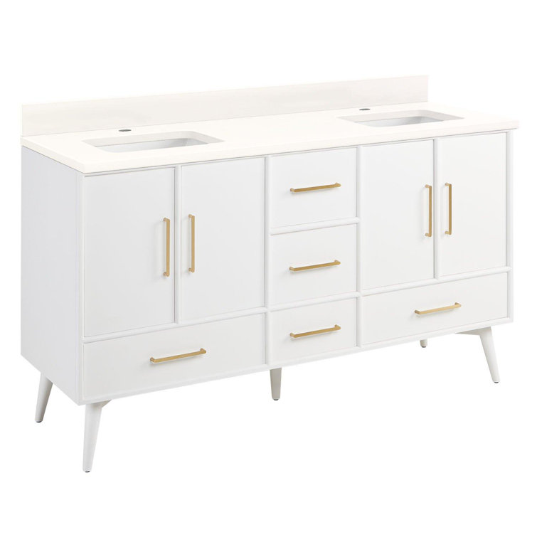 60" Novak Double Bathroom Vanity Set with Rectangular Undermount Sinks
