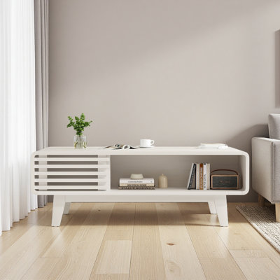 Coffee Table, Living Room Tables, Modern Table With Storage, Mid Century Farmhouse Wood Coffee Table For Living Room