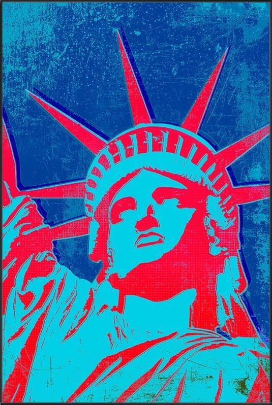 Lady Liberty, 55.5" H x 37.5" W, Blue;Pink