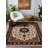 Madeline Collection Digital Print Cotton-Polyester Brown Colorful Moroccan Rug-1053515682