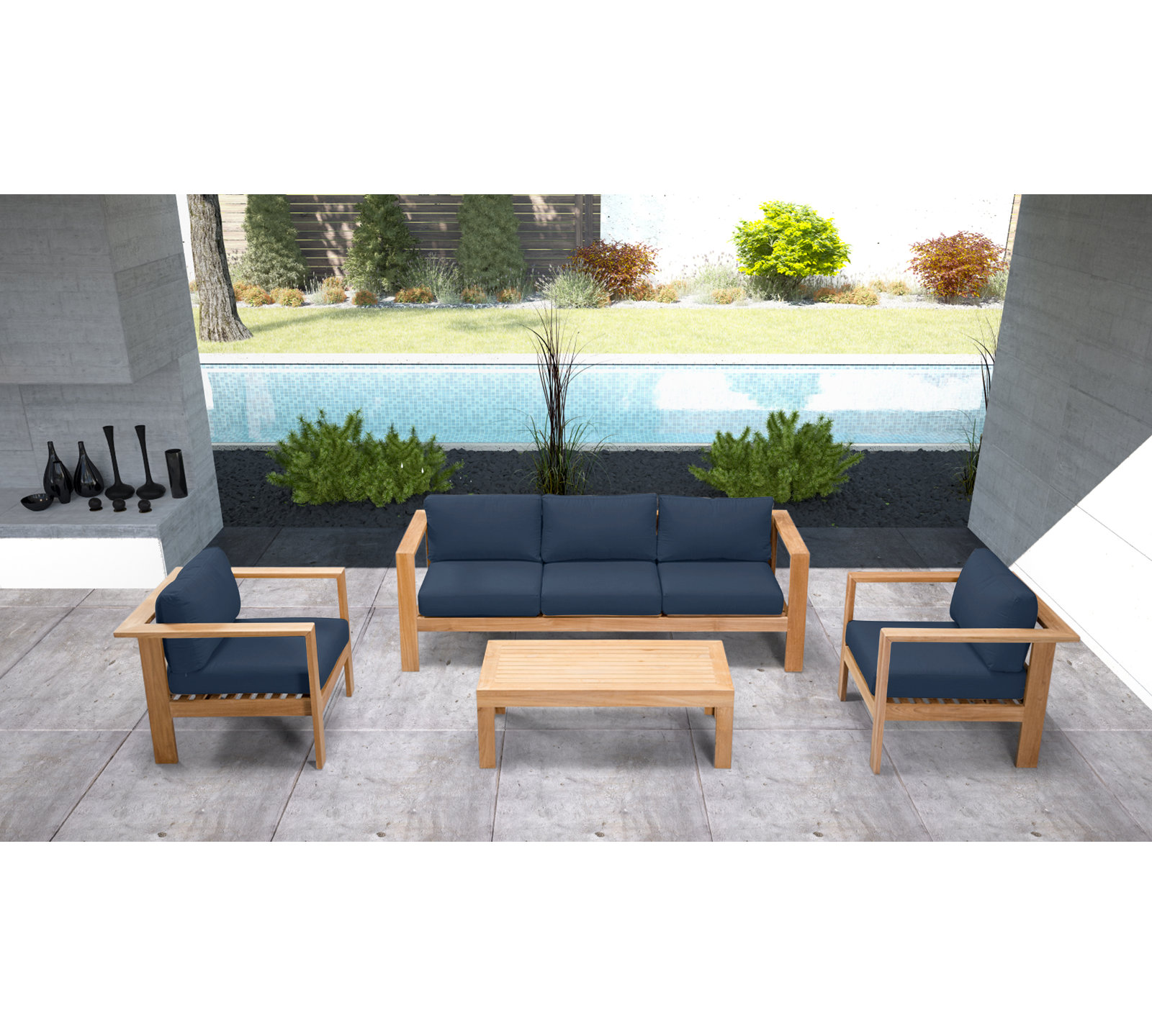 Sonoma 5-Person Sunbrella® Patio Seating Group, Spectrum Indigo Sunbrella®