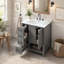Meuble-lavabo en bois 30 po avec lavabo, deux portes, deux tiroirs et une tablette ouverte, gris