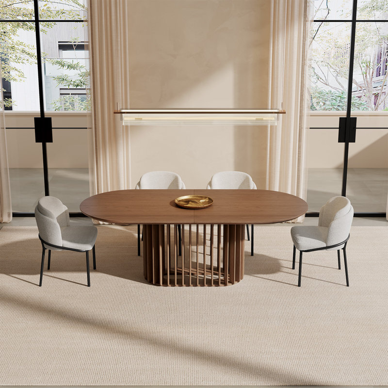 78.74" Mid-Century Oval Brown Dining Table for Kitchen, Bar, Living Room