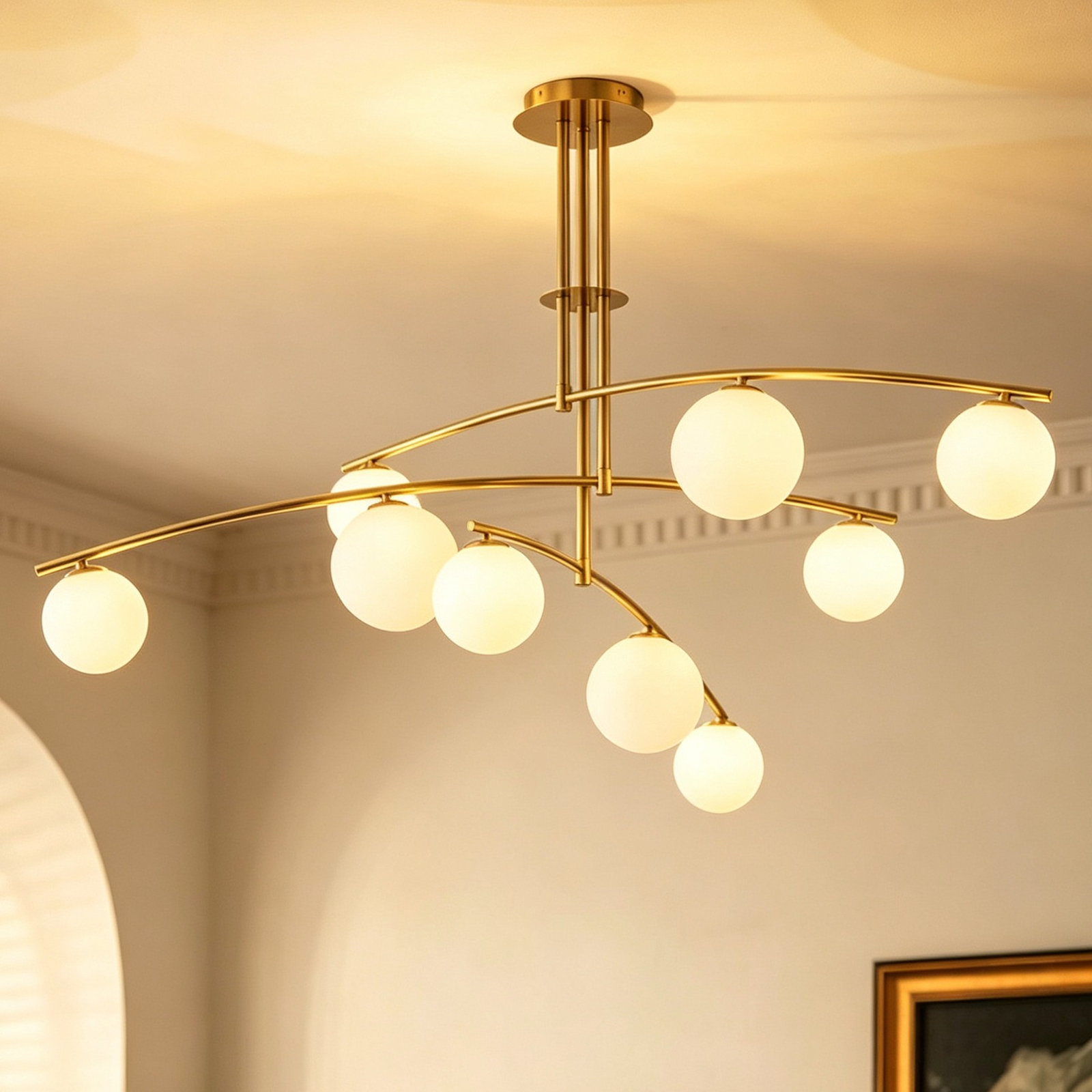 Fairfax Glass Bubble Semi Flush Mount, Gold, 9
