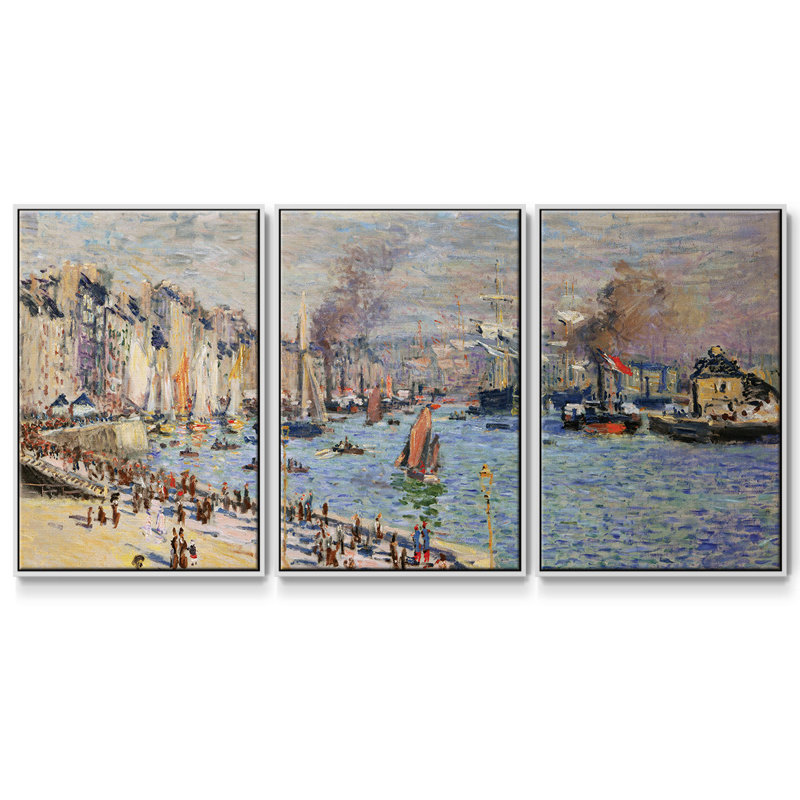 Monet, reproduction sur toile 3 pièces, H 36 po x l 75 po x P 2 po, Blanc
