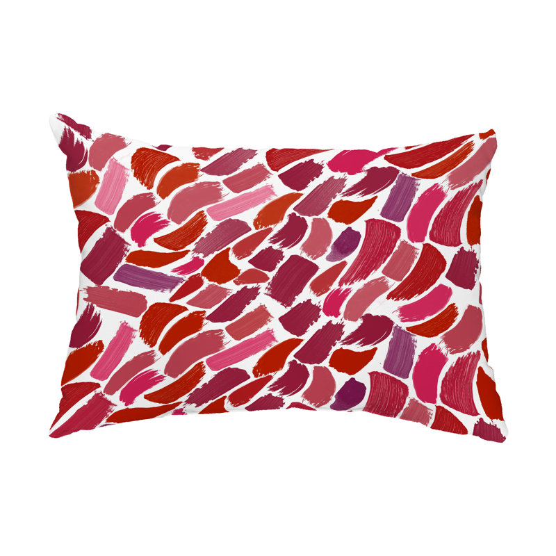 Abstract Outdoor Reversible Throw Pillow, Cranberry