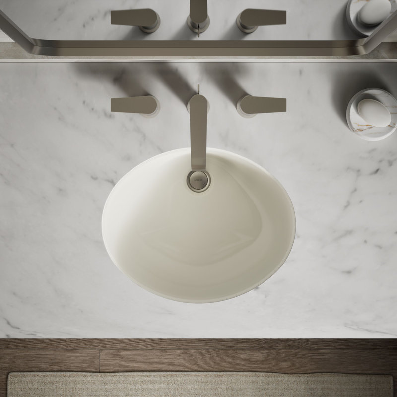 Caxton® Ceramic Oval Undermount Bathroom Sink with Overflow, Biscuit