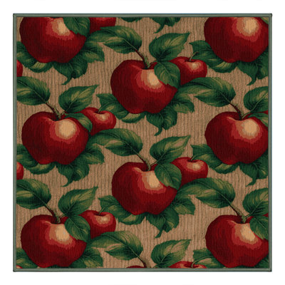 Washable Rose Apple Fruits Area Rug