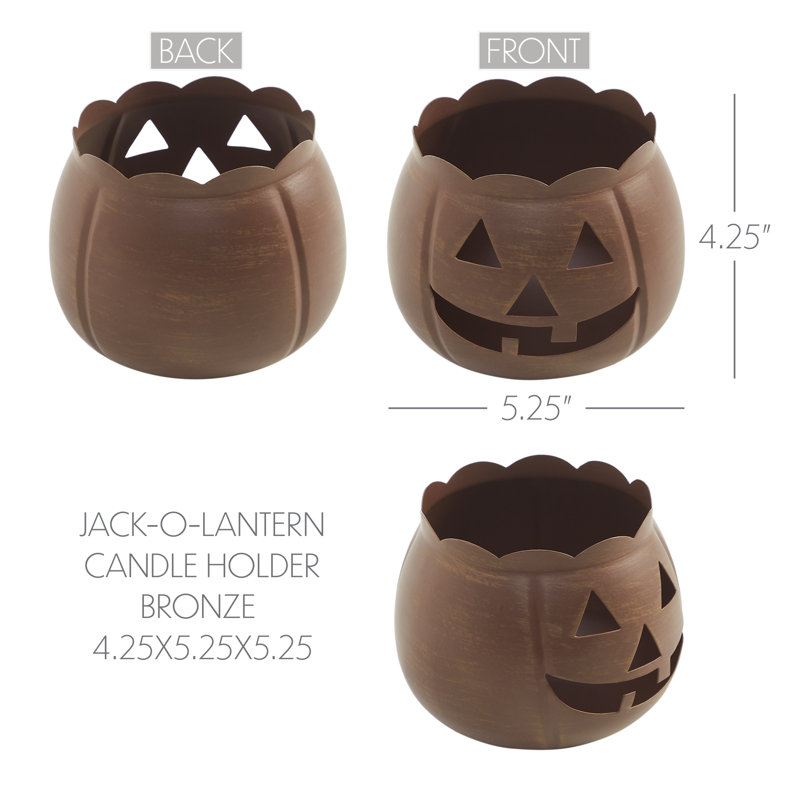 Porte-bougie Jack-O-Lantern, H 4,25 po x l 5,25 po x P 5,25 po, Brun