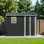 Remise de jardin en métal 9 pi 6 pi avec fenêtre et portes à charnières