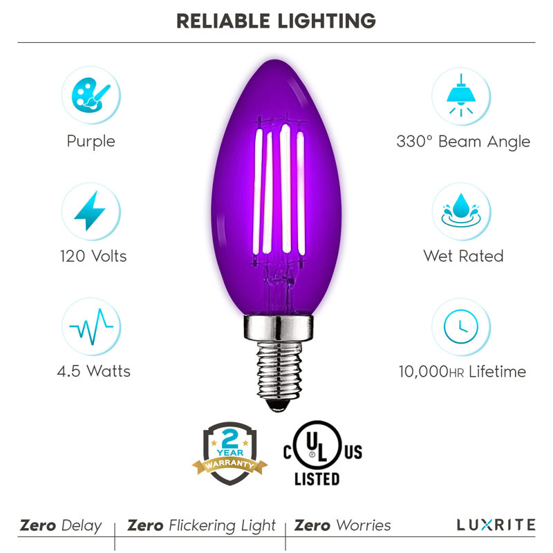 4,5 watts (équivalent à 40 watts), ampoule à DEL B11, ampoule colorée, culot E12 / candélabre