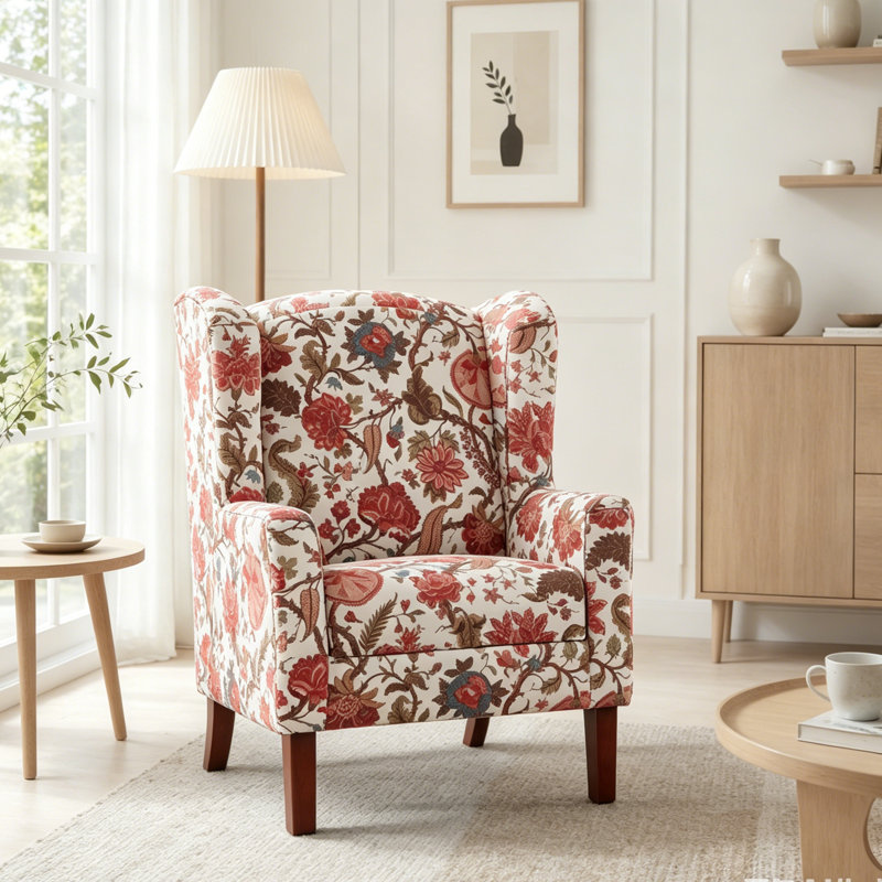 Chaise d'appoint moderne avec pieds en bois rétro, fauteuil rembourré confortable, Bean paste red