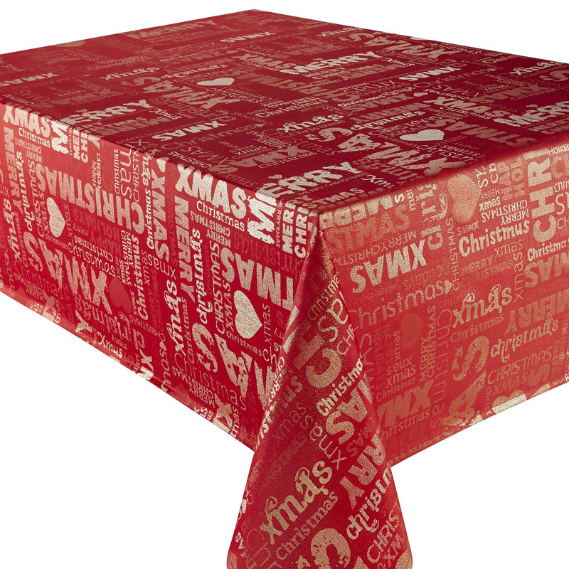 XMAS WORDS Alicemarie Rectangle Damask Table Runner, Red