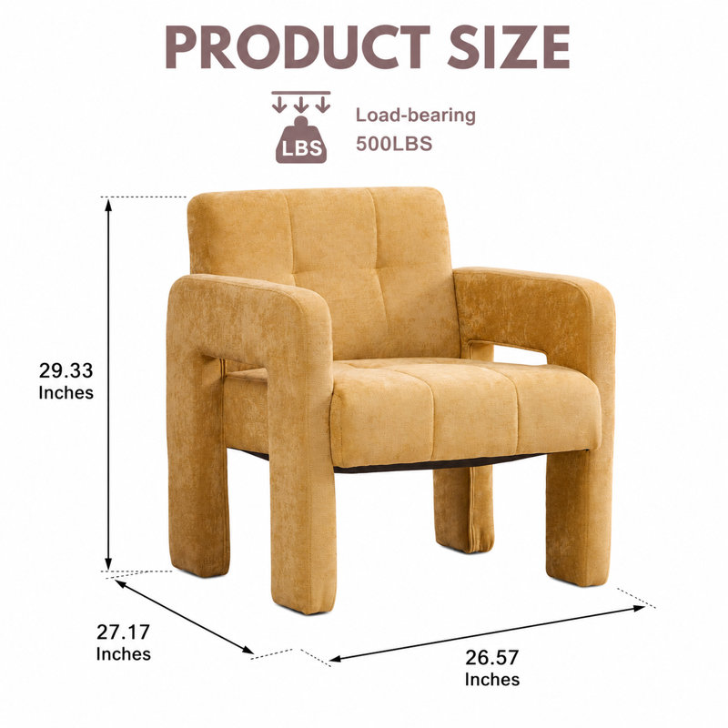 Fauteuil simple rembourré Modern Modern, Jaune moutarde
