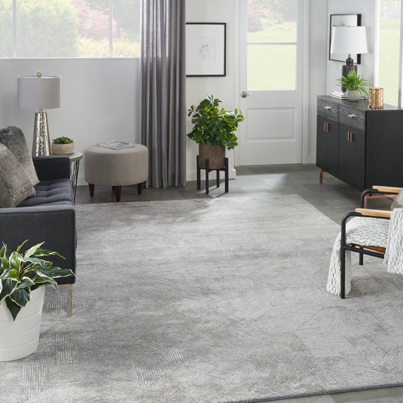 Chrisann Geometric Area Rug in Gray, Rectangle 8'6" x 11'6"