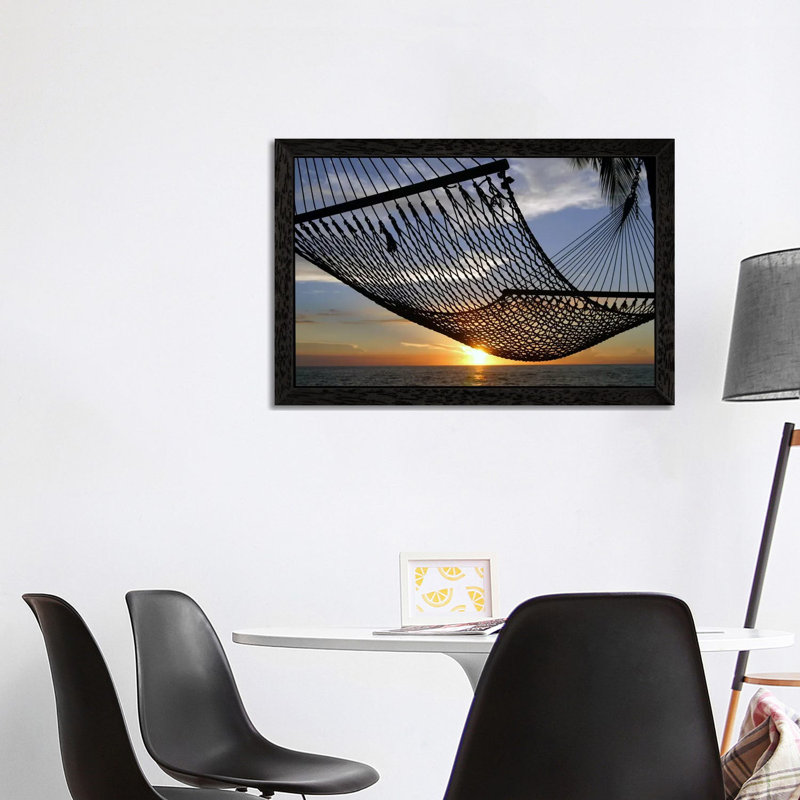 Hawaii Sunset - Print on Canvas, 66.04 cm H x 45.72 cm W, Black Floater Framed