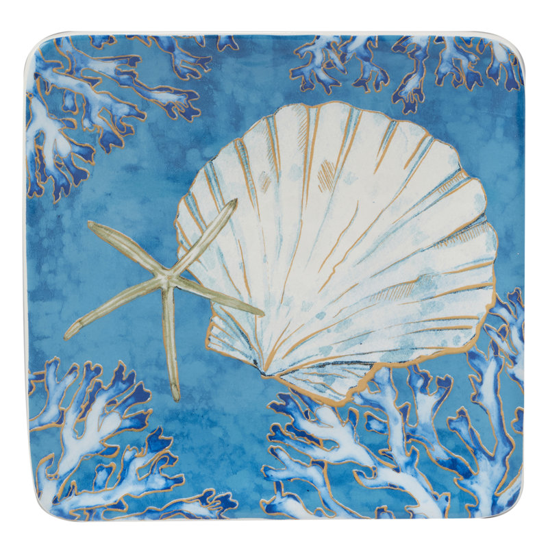 Certified International Playa Shells Set Of 4 Canape Plates