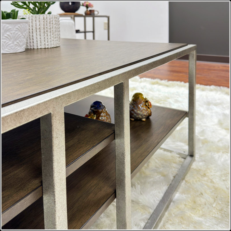 Ensemble de table basse et de table de bout en bois 3 pièces Padena avec rangement polyvalent et design moderne
