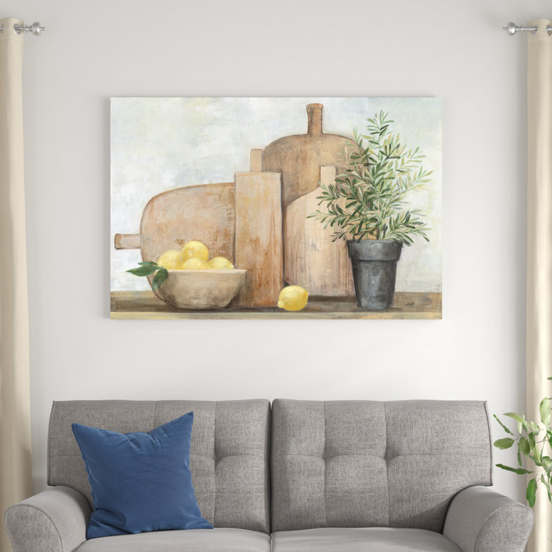 Cuisine rustique - peinture sur toile tendue, H 32 po x l 48 po, Impression sans cadre, Sans cadre