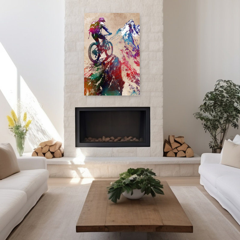 Montagne, sommet de motard coloré, paysage abstrait, montagne, art mural, H 48 po x l 32 po