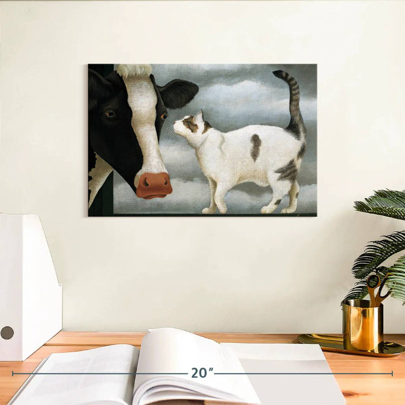 Chat et vache, H 8 po x l 12 po