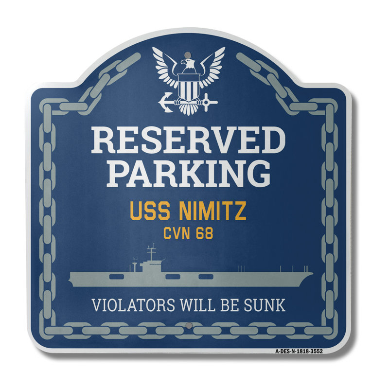 Enseigne architecturale en aluminium 18 "x 18" USS NIMITZ CVN 68