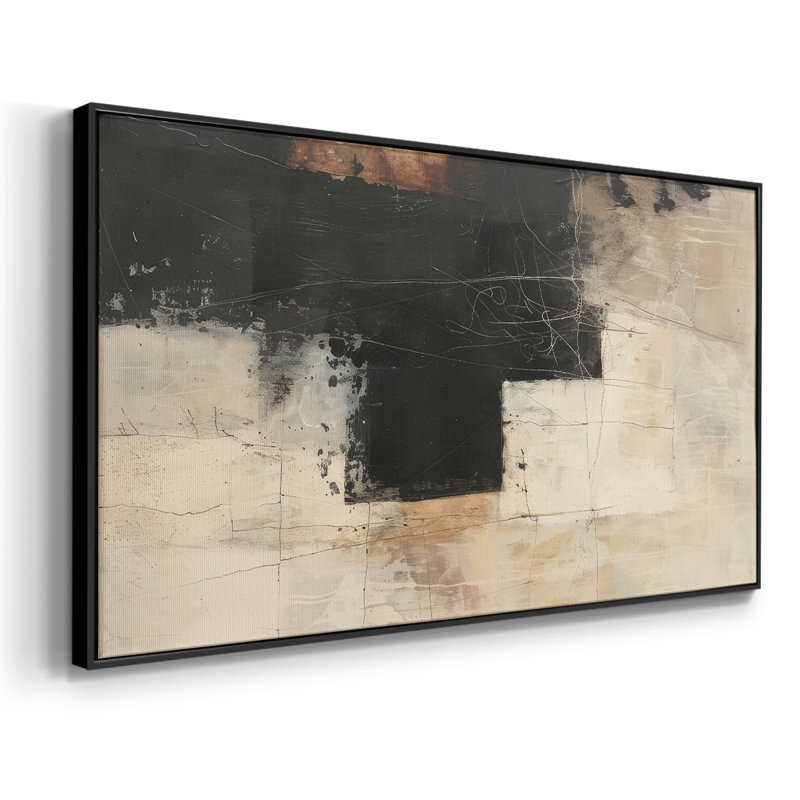 Abstrait, série CCLV, toile tendue avec châssis, prête à être accrochée, Noir, H 17 po x l 33 po