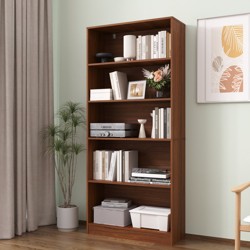 71" Tall Book Shelf, 5 Tier Large Bookshelf, Standing Wood Display Book Shelf For Living Room, Office, Library, Brown