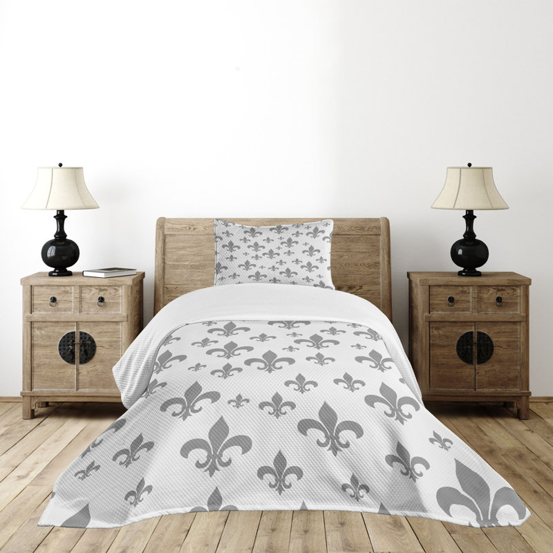 Gray Twin Quilted Bedspread Set with Pillow Sham