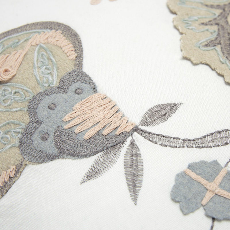 Embroidered Cotton Throw Pillow
