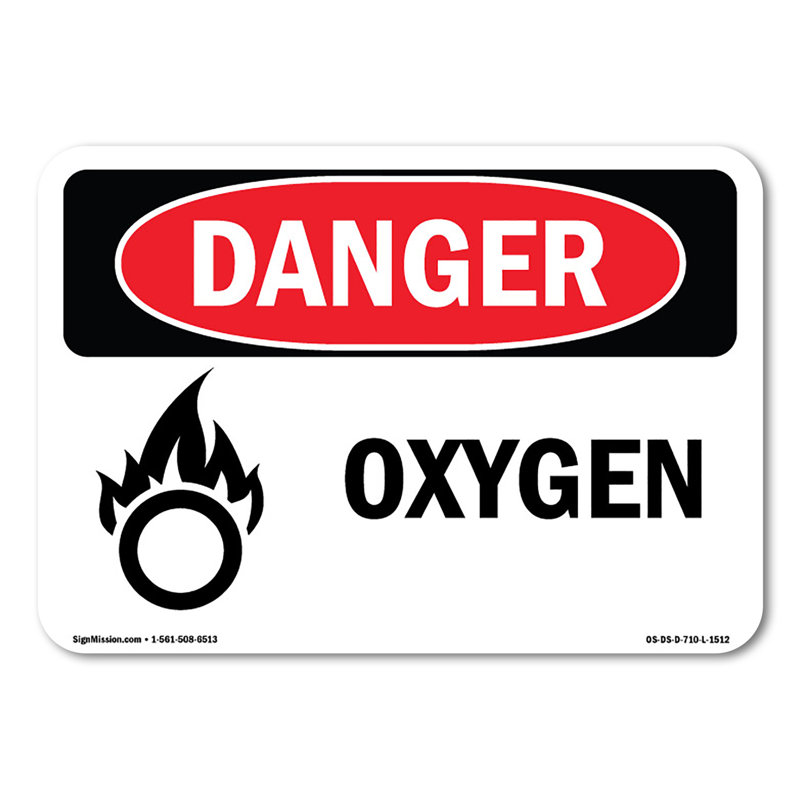 Oxygen Plastic Sign 10" X 7"