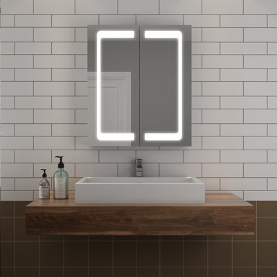 60 mm W 70 mm H Mirrored Bathroom Cabinets 3 Adjustable Shelves with Mirror