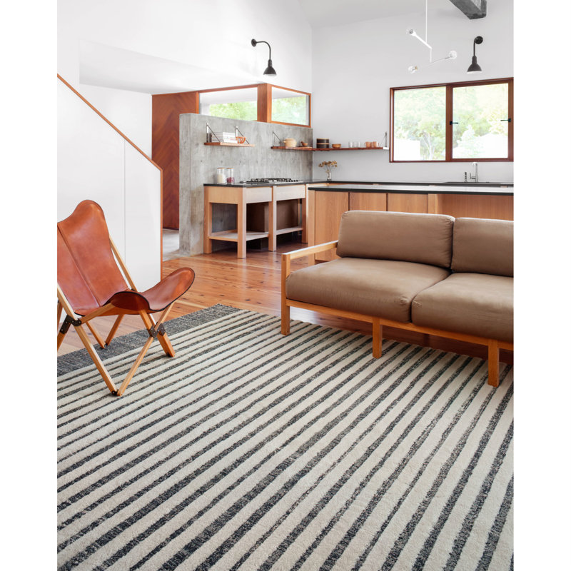 Mischa Power Loom Ivory/Gray Area Rug, Rectangle 3'7" x 5'7"