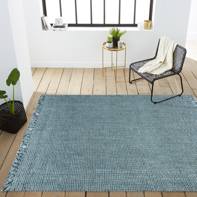 Sinclair Pata Hand Woven Chunky Jute with Fringe Light Blue/Gray Rug