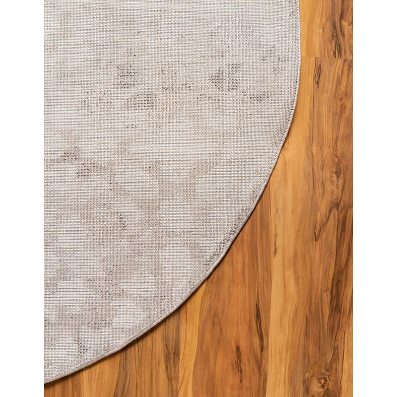 Brandt Floral Area Rug, Brown/Cream, Round 7'