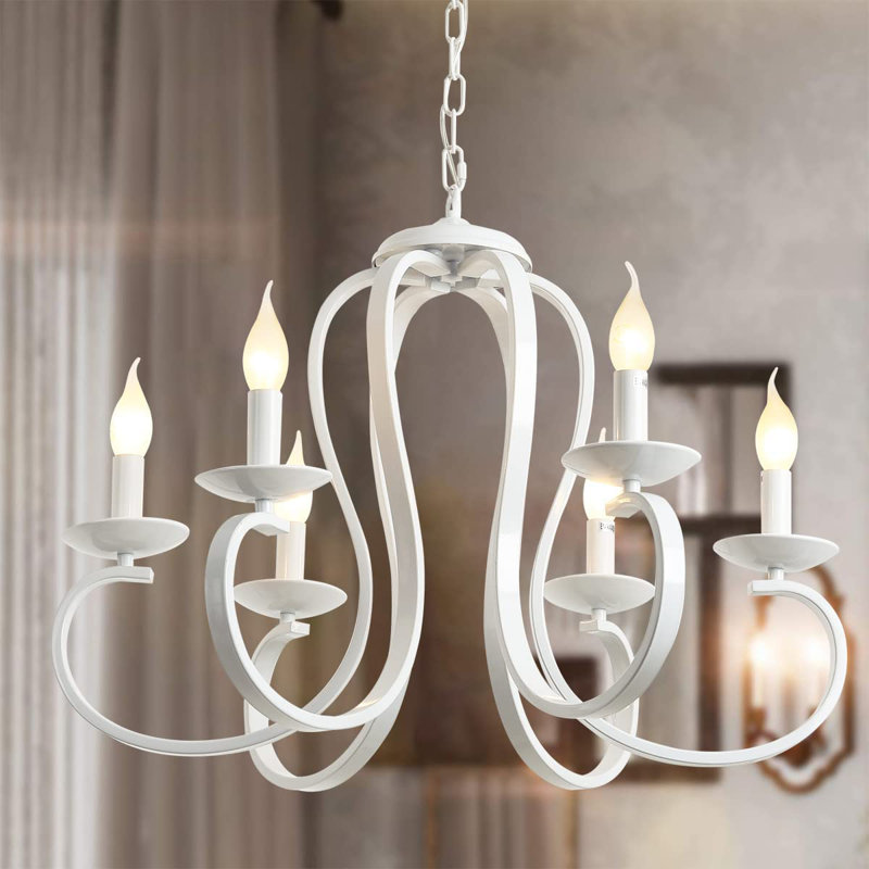 Kulpsville 6 - Light Candle Style Chandelier, White