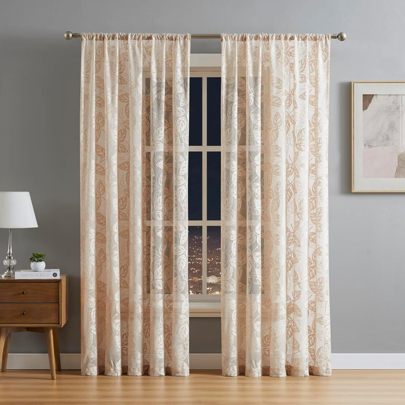 Paire de rideaux transparents Secily, Or, L 54 po x L 84 po